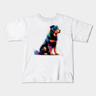 Colorful Artistic Beauceron Portrait in Splash Paint Style Kids T-Shirt